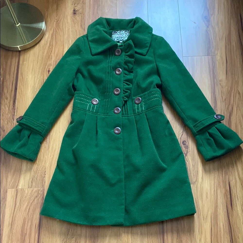 Pink Martini Forest Green Wool Peacoat